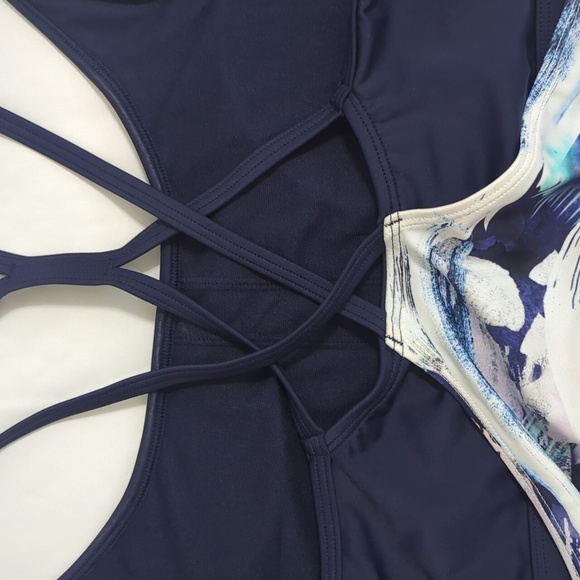 Athleta Sunflare Blousy Tankini Top, Color Blue Multi Size M - Picture 10 of 14